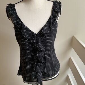 Black Polka Dot Ruffle Top
